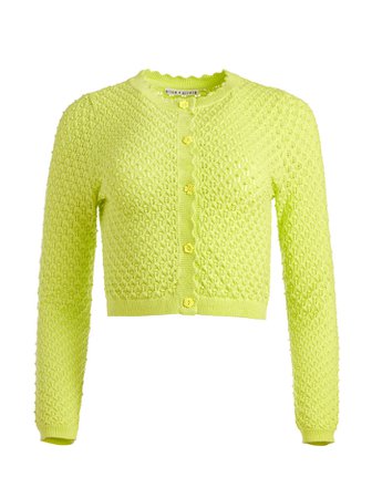 Brisa Fitted Cropped Cardigan In Lemon Sorbet | Alice And Olivia