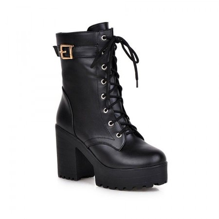 Shoes Galore Platform Block Heel Lace Up Short Boots | YesStyle