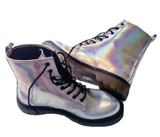 iridescent combat boots