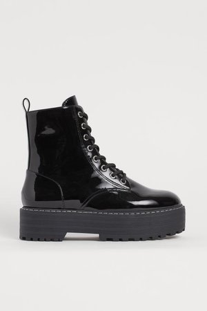 Высокие ботинки на платформе - Черный - | H&M RU