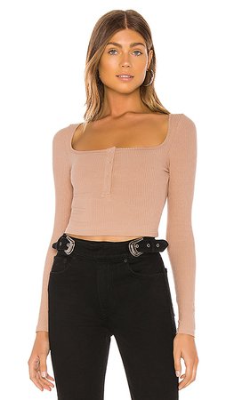 superdown Colette Snap Front Top in Taupe | REVOLVE