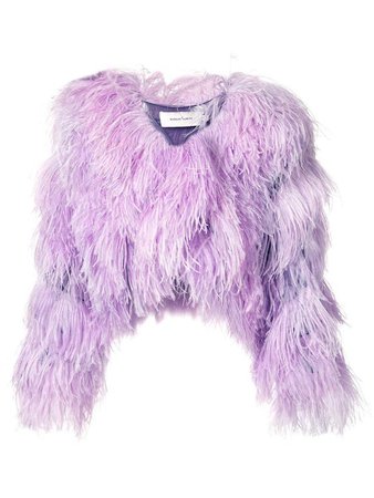 Lilac ostrich feather cropped shrug from Marques Almeida.