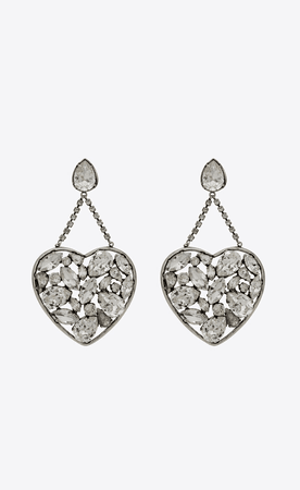 ysl silver heart diamond earring