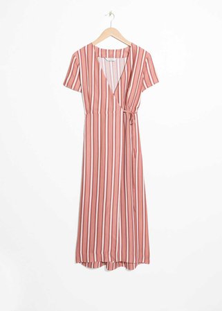 Striped Midi Wrap Dress - Pink Stripe - Wrap dresses - & Other Stories US
