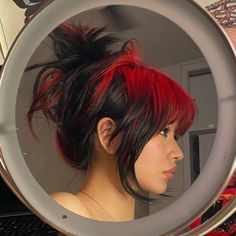 black hair red streaks
