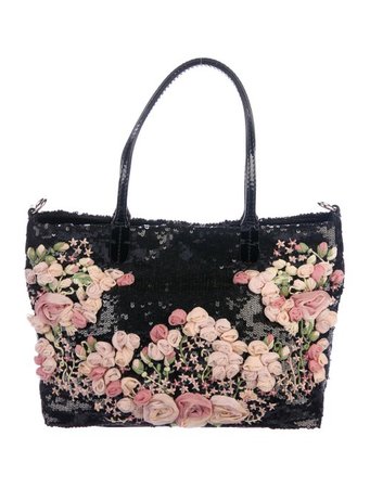Valentino Ricamo Macro Paillettes Sequin Flower Tote - Handbags - VAL111199 | The RealReal