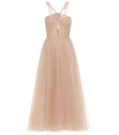 Monique Lhuillier - Cameo tulle midi gown | Mytheresa