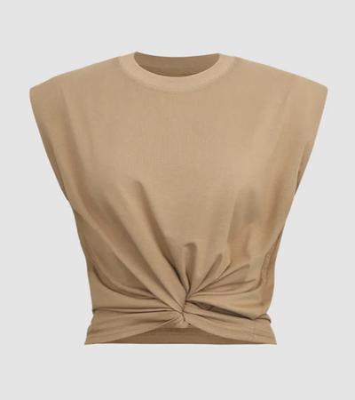 tan cropped twisted top