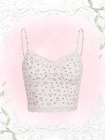 Is That The New Sweetness Ditsy Floral Print Lace Trim Cami Top ??| ROMWE USA