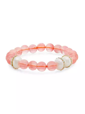 Shop Paige Novick Crystal, Freshwater Pearl & Light Cherry Quartz Beaded Bracelet | Saks Fifth Avenue