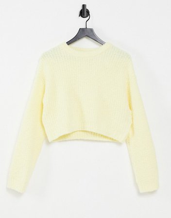 Bershka soft touch crew neck sweater in butter yellow | ASOS