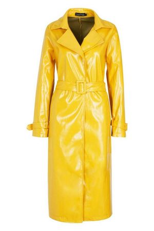 PU Belted Trench Coat | Boohoo