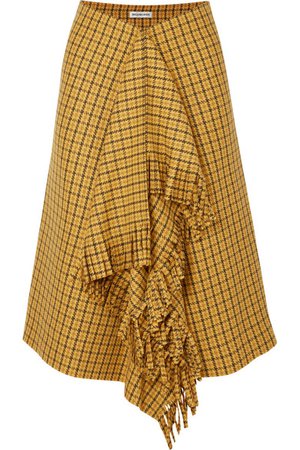 Balenciaga | Fringed checked tweed midi skirt | NET-A-PORTER.COM