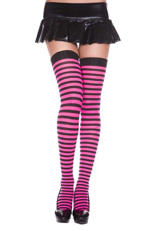 thigh highs pink and black