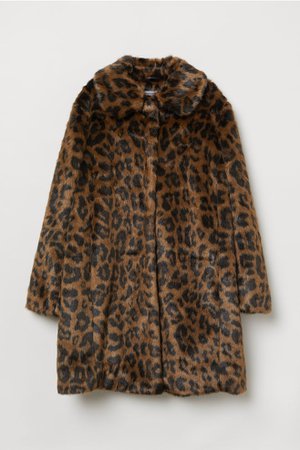 Faux fur coat - Brown/Leopard print - Ladies | H&M GB