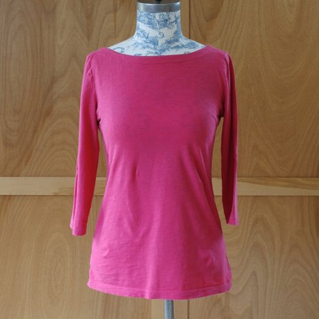 Pink 3/4 Sleeve Ann Taylor LOFT Boatneck Tee-Shirt LOFT
