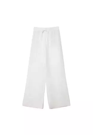 Wide-leg linen blend trousers with elastic waistband - Women's See all | Stradivarius United States