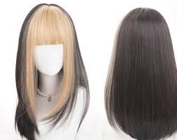 white hair black highlights wig - Google Search