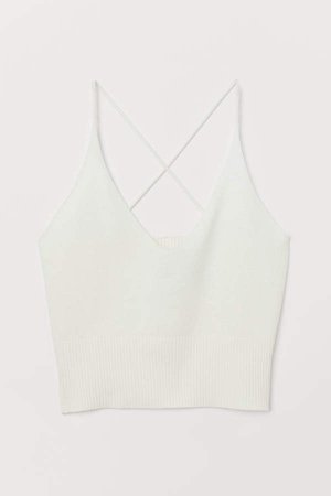 Fine-knit Camisole Top - White