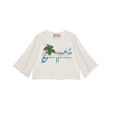 White Gucci Hawaii print cropped sweatshirt | GUCCI® US