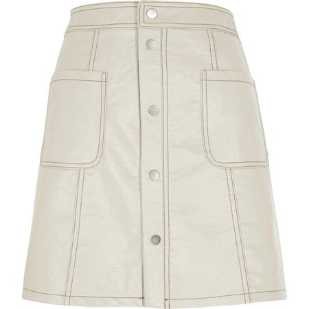 Cream faux leather A line mini skirt - Skirts - Sale - women