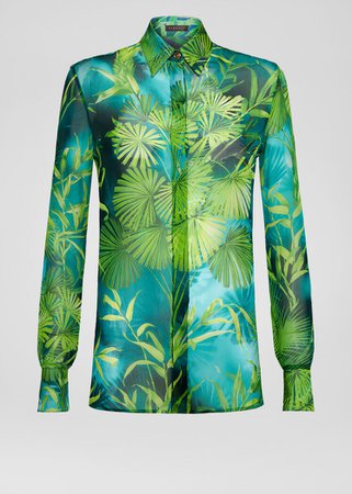Versace Jungle Print Silk Muslin Shirt for Women | Official Website
