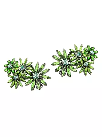 Shop Aquazzura Margarita Silvertone & Glass Crystal Flower Cluster Earrings | Saks Fifth Avenue