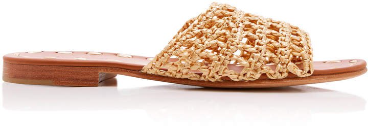 Mour Raffia Flat Sandals Size: 35