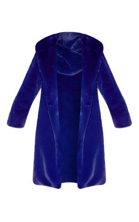 Blue Longline Faux Fur Coat | Coats & Jackets | PrettyLittleThing