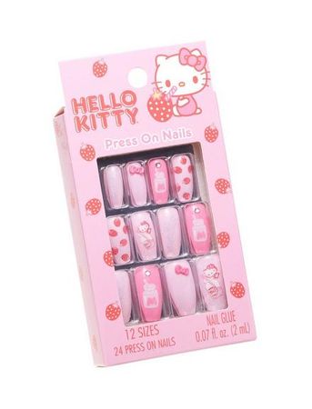 Pink hello kitty faux nails