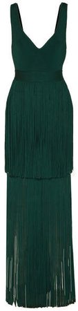 Fringed Bandage Gown - Forest green