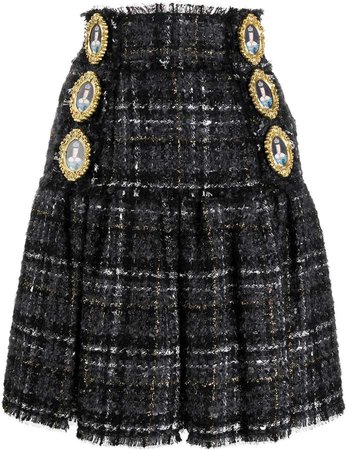 queen buttons tweed skirt