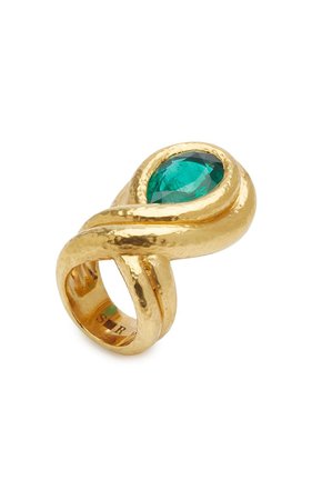 One of a Kind 18K Yellow Gold and Emerald Ring by Stephen Russell | Moda Operandi