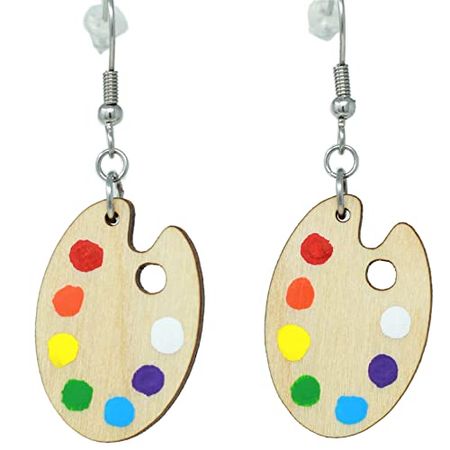 Amazon.com: Hand-Painted Happy Little Paint Palette Dangle Earrings : Handmade Products