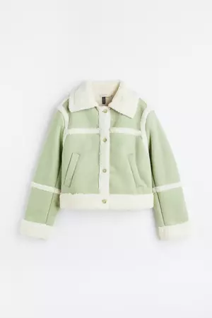 Teddy-lined jacket - Light green - Ladies | H&M GB