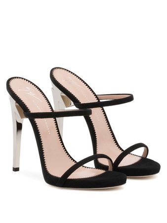 Black open toed high heels