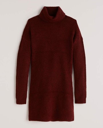 Dark Red Women's Long-Sleeve Turtleneck Sweater Dress | Women's New Arrivals | Abercrombie.com