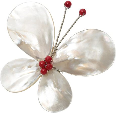 Amazon.com: Szxc Women's Mother of Pearl W Fresh Water Pearl Accents White Butterfly Pin Brooch Handmade Jewelry - Great for Too Low Neck Blouse Dress - 2.5 x 2 inch : Clothing, Shoes & Jewelry