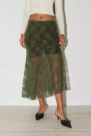 Jaded London Sheer Lace Midi Skirt | Urban Outfitters