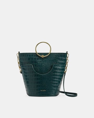 Circular handle bucket bag - Dark Green | Bags | Ted Baker UK