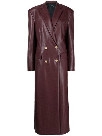 ANOUKI double-breasted faux-leather trench coat