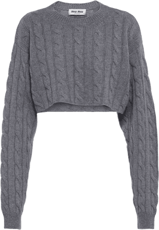 MIU MIU Cable-knit cropped cashmere sweater