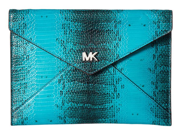 MICHAEL Michael Kors - Barbara Medium Soft Envelope Clutch (Tile Blue) Clutch Handbags