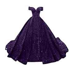 Lily Wedding Women's Sequin Off Shoulder Evening Dress Long 2020 Prom Ball Gown Plus Size 18 Grape at Amazon Women’s Clothing store