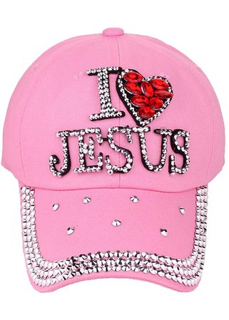 pink Jesus rhinestone y2k cap