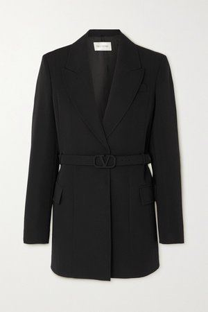 Black Belted wool-twill blazer | Valentino | NET-A-PORTER