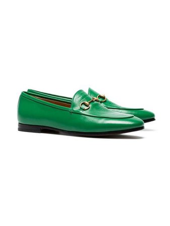 Gucci Green Jordaan leather loafers