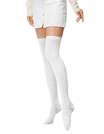 Amazon.com: Fashion Extra Long Cotton Thigh High Socks light White: Clothing
