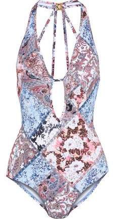 Poetic Plunge Cutout Printed Swimsuit