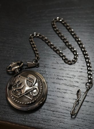 Gothic Steampunk Antique Black Real Pocket Watch (Fullmetal Alchemist)